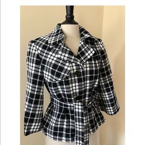 East 5th Pea Coat-- Black/White Plaid